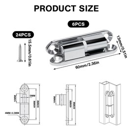 UTMACH Pack of 6 Door Hinges Renovation Hinges Room Door Hinge Screw-On Tape Renovation Tape for Screwing On Door Hinge Renovation Tapes Door Stainless Steel with 24 Screws for Doors, Windows,