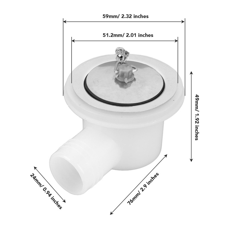 RV Sink Drain Connector Right Angle Space Saving Stainless Steel