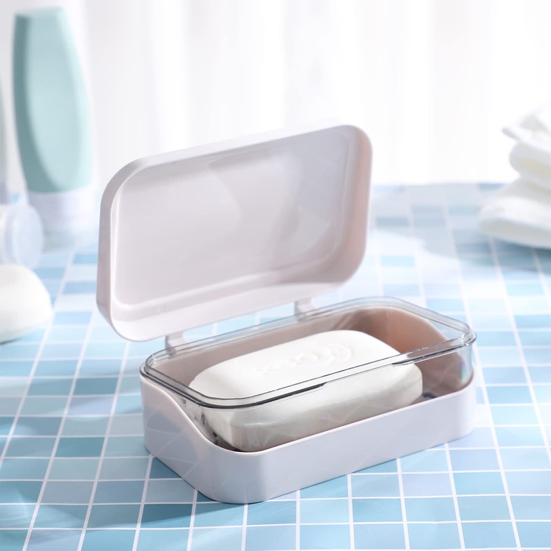 Operitacx Soap Container with Lid and Removable Drainer Portable Plastic