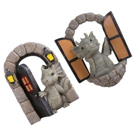 KONTONTY Pcs Resin Dragon Statue Garden Art Ornament Quirky Outdoor Decor for Garden Wall