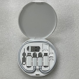 1 Set Multi USB Portable Charger Cable Adapter Kit, Micro USB & Type C Data Cable Adapter Set with Storage Box, 60W Fast Charging Cable, Portable Mobile Phones Charging Accessories for Travel, Cellphone Accessories - Color: signal black, Specification: 1