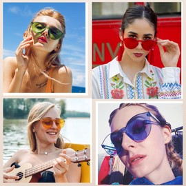Eyegla 10 Pack Neon Rimless Sunglasses Colorful One Piece Transparent Sunglasses Tinted Candy Color Party Glasses Bulk for Women