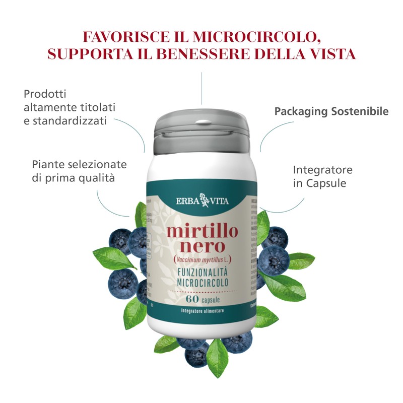 ERBA VITA Integratore Alimentare Di Mirtillo Nero - 60 Capsule