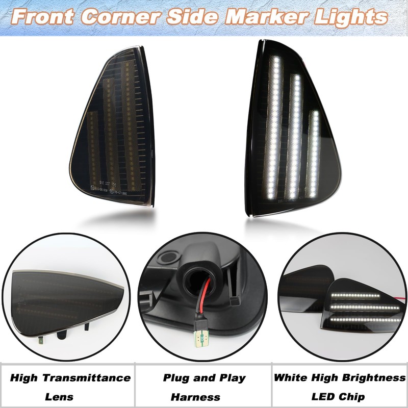 Smoke White Side Marker Light Compatible with Dodge Charger Daytona