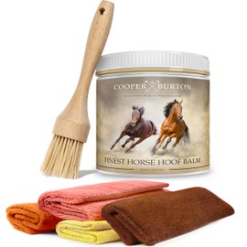 COOPER & BURTON Hoof Balm for Horses | Hoof Care with Natural Oils for Healthy Hooves 500 ml | Protects Against Cracks | Intensive Care for Horses Hooves (Hoof Balm 500 ml + Brush + 4 x Microfibre