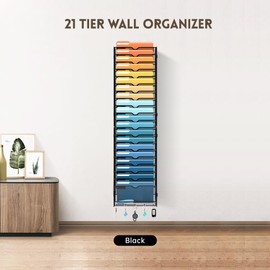 SUPEASY 21-Tier Mesh Wall File Holder, Hanging Wall File Organizer, Office Organization for Papers, Mails, Folders, Files Clipboard Magazine Rack, Black