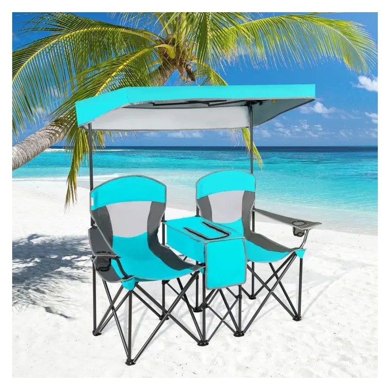 Portable Folding Camping Canopy Chair with Cup Holder Outdoor FurnitureColor: