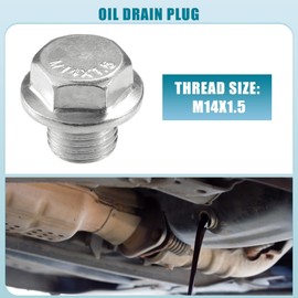 A ABSOPRO Universal Car Oil Drain Plug with Gasket Durable M14x1.5 Metal Silver Tone (Set of 5)