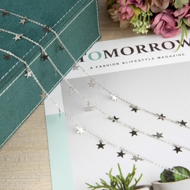 UMAOKANG 16.4 Feet Stainless Steel Star Link Chains Silver Necklace Chains Spool Bulk for Women DIY Bracelet Anklet Jewelry Making