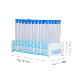 ULTECHNOVO 50pcs Plastic Test Tube Kit with Cork Stopper and Stand – Hard Plastic Sealed Tubes for Scientific Use Storage and Experimentation