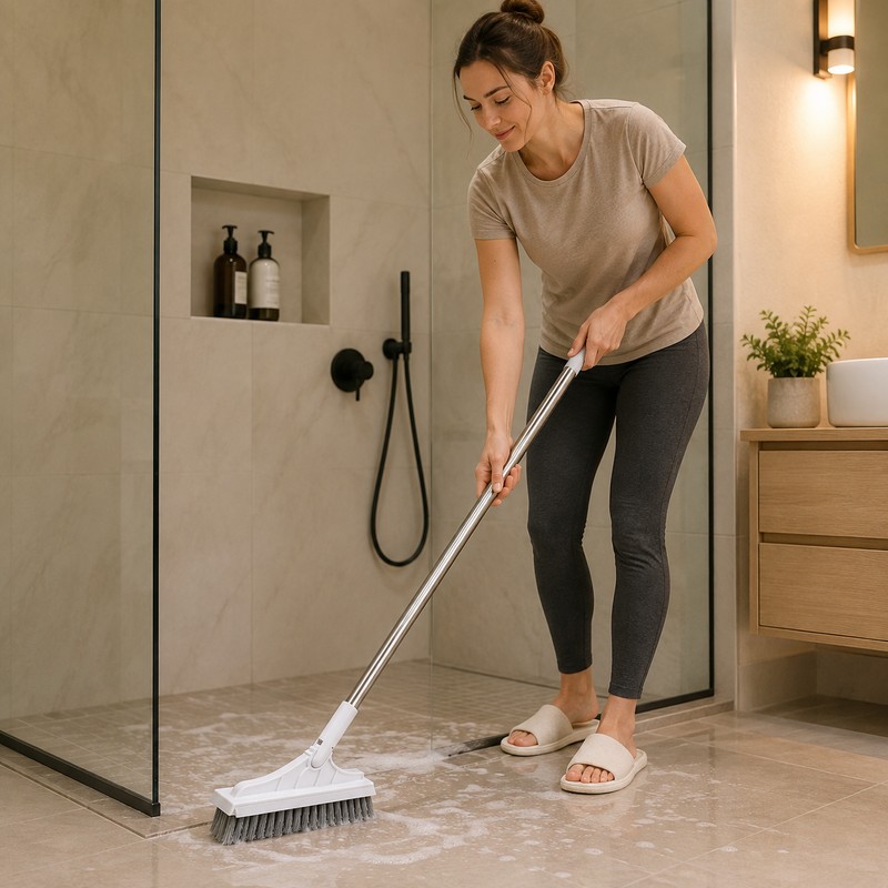 3-in-1 Cleaning Brush for Bathroom Floors and Tiles - Long