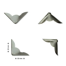 40 Buchecken / Buchbeschläge aus Metall (silber, 22 x 22 x 4,5 mm)