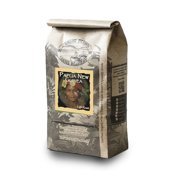 Camano Island Coffee Roasters Organic Papua New Guinea Light Roast Coffee - Fresh Premium USDA Certified Organic, Shade Grown, Fair Trade and Ethical