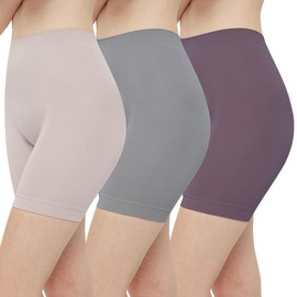 INNERSY Anti Chafe Shorts Women Slip Shorts for Under Dresses Summer Chub Rub Pants Pack of 3 (S, Grey/Purple/Lilac Ash)