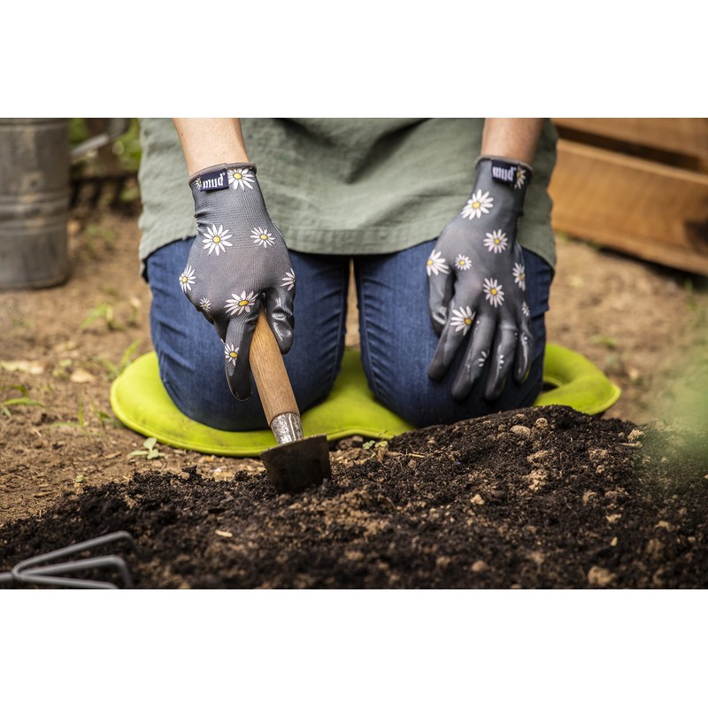 Simply MUD Women's Daisy Printed Nitrile Coated Palm Garden Gloves,