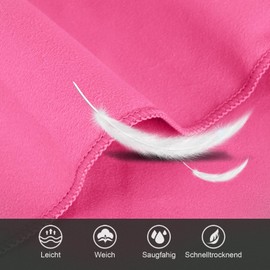 Fosdaling Microfibre Towel Set of 3 (Large 160 x 80 cm and 2 Small 80 x 40 cm), Quick-Drying Microfibre Fitness & Sports Towels, for Beach Towel, Bath Towel, Sports Towel and Travel Towel (Pink)