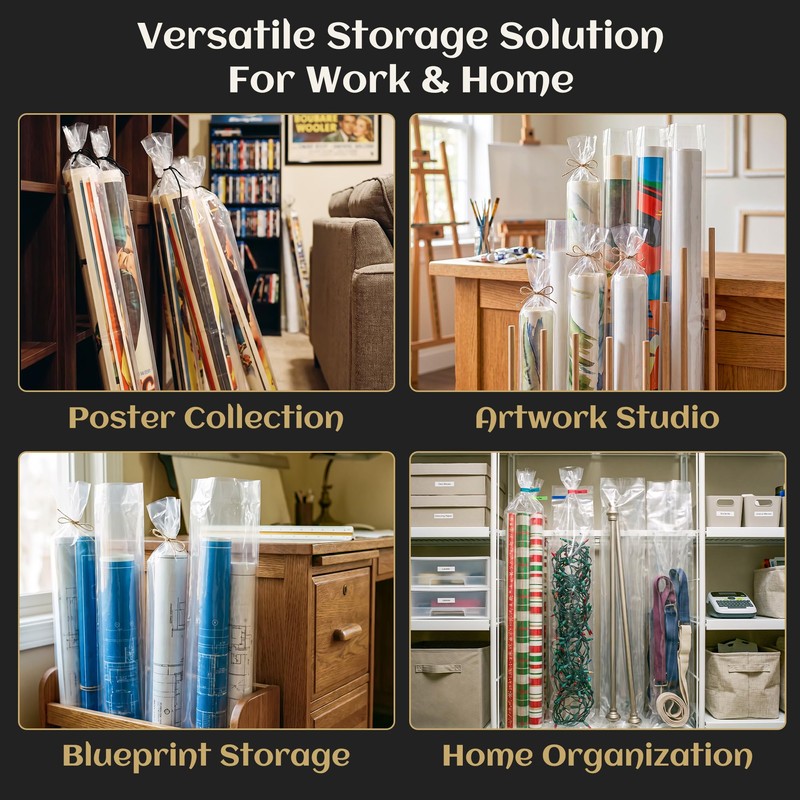Extra Long Plastic Poster Sleeves, Clear Banner Poster Poly Bags