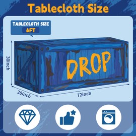 Video Game Themed Birthday Tablecloth Drop Box Military Decoration Drop Box Table Cover for Gamers Men Birthday Graduation Supplies,72x30inches