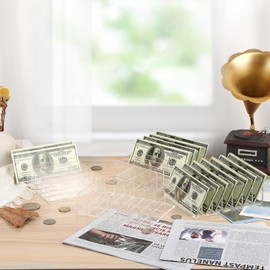 GUSHBIN 4 Packs Cash Organizer Trays File Mail Organizer 7-Section Bill Divider Holder Clear Money Budget Tray Desktop Mail Sorter for Cash Envelopes Sorting Eyeshadow Palette