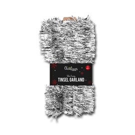 Lizzy Christmas Tinsel Garland 5M | Christmas Chunky Tinsel Garland for Christmas Tree Decorations | Metallic Tinsel Garland for Christmas Decorations Indoor Outdoor (Silver)