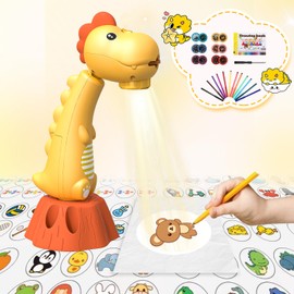 MFEESYOB Drawing Projector for Kids with 96 Slide Cartoon Patterns and 12 Paint Brushes, Smart Art Sketcher Projector for Girls and Boys 3-8 Years (Yellow)