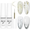 JODSONE 2pcs Metallic Nail Art Gel Liner Gold Mirror Chrome