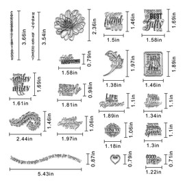 Blessing Words Flowers Leaves Clear Stamps for Card Making Decoration DIY Scrapbooking, Transparent Rubber Seal Stamps for Photo Card Album Crafting Supplies.