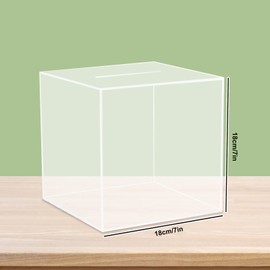 Clear Piggy Bank for Adults kids, Acrylic Piggy Bank Break to Open Square Money Box 18x18x18cm Clear Money Box for Adults Acrylic Money Saving Box
