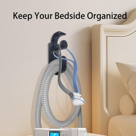 Aifeedi CPAP Hose Holder for Bed, 2 Pack CPAP Hook CPAP Hose Hanger with Anti-Unhook Feature, CPAP Mask Hook & CPAP Tubing Holder, CPAP Supplies Prevents Hose Tangle for Better Sleep (Black)