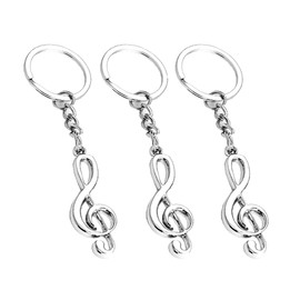 HugeDE 6 Pcs Musical Symbol Metal Key Rings Keyrings Keychains Keyfob Music Notes Charm Pendant for DIY