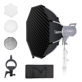 Takerers 22inch/55cm Deep Parabolic Softbox Diffuser with Honeycomb Grid, Upgraded One-Step Quick Installation, with S-Type Bracket Mount, Compatible for Aputure/Smallrig/Neewer/GVM Lights, Flash