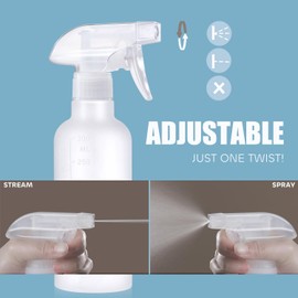 VEXPLO 10 oz Spray Bottles, Mist/Stream Adjustable Small Spray Bottle for Hair Cleaning Plants Pet, BPA-free Plastic Water Empty Squirt Bottle with Measurements, 2 Pack