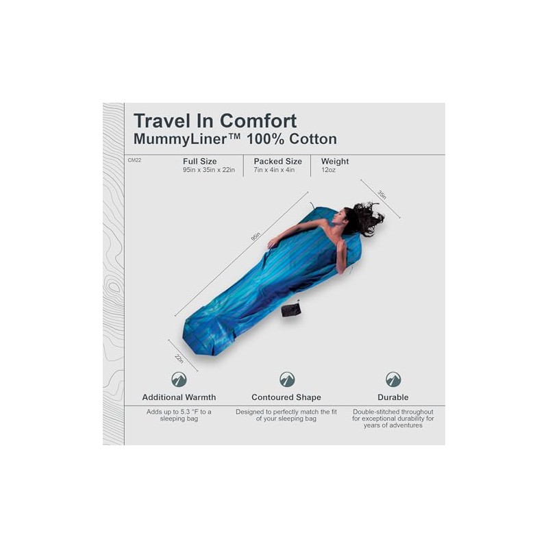 Cocoon Cotton MummyLiner (Nile, 95-Inch x 35/22-Inch)