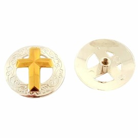 Hill Leather company New Western Gold Cross Round Concho 2 Pack 1-1/8" With Screws