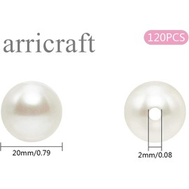 arricraft About 120 Pcs 20mm Large Pearl Beads, Acrylic Round Beads, Creamy White Loose Beads for Jewelry Making, Pearls for Crafts, White Craft Beads, Party Home Decoration (Hole: 2mm)