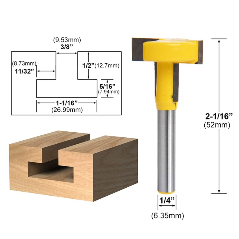 Bestgle 1/4" T-Slot and T-Track Router Bit, Keyhole Router Bit