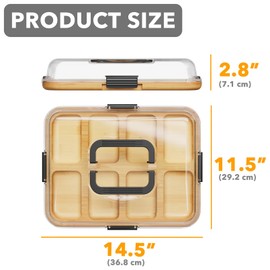 SpaceAid Charcuterie Board with Clear Lid, Portable Travel Cheese Cutting Boards for Picnic Accessories, Bamboo Serving Tray with Lids, House Warming Gifts, Black Handles, 8 Compartments