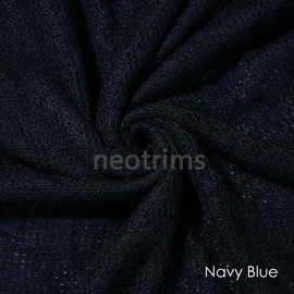 Open Knit Dress Fabric,Knitted Jersey Semi Transparent Faux Mohair Baby Wrap Soft Handle,Hairy Yarn,for Photography,Apparel,Craft,150cm Wide,Light Weight,Neotrims UK. Navy Blue, 1M