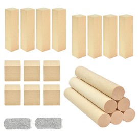 CODIRATO Pack of 20 Wooden Blocks Wood Carving Block Natural Basswood Blanks Carving Wood with Finger Protection Balsa Wood for Carving Wooden Block for Crafts Carving Wood Blanks for DIY Crafts