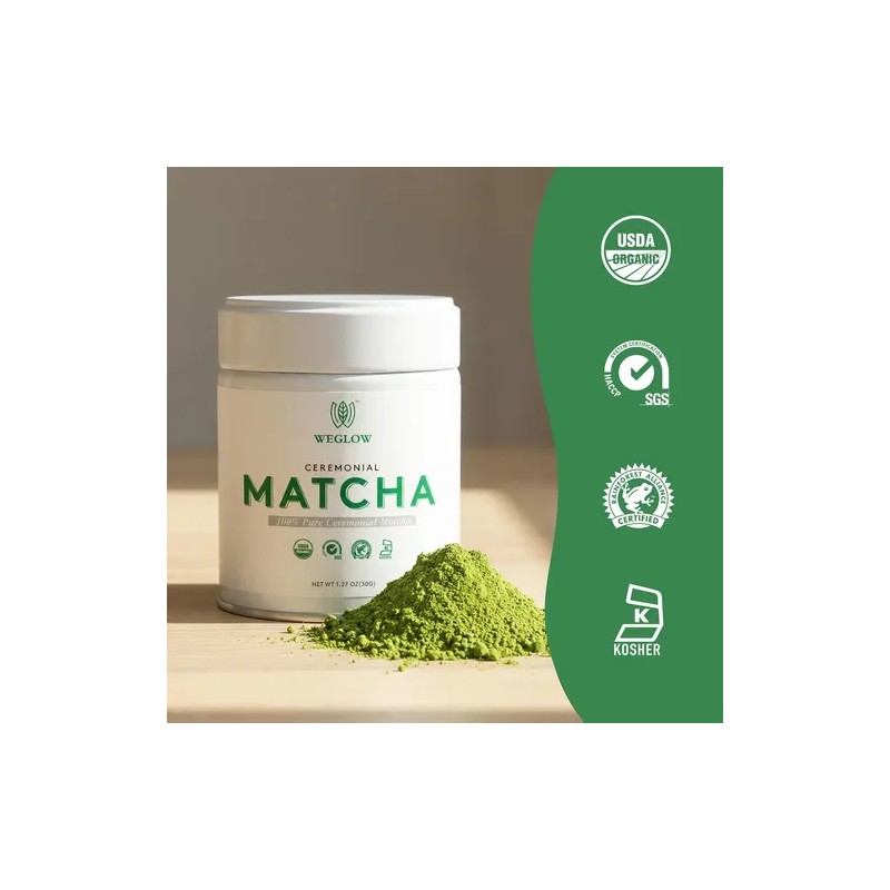 Weglow Matcha Power Orgánico De Grado Ceremonial En Polvo 30