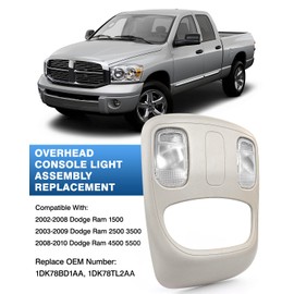 TOP-MAX Overhead Console Dome Light Replacement for 2002-2010 Dodge Ram 1500 2500 3500 4500 5500, Interior Roof Map Reading Lamp Replaces 1DK78BD1AA, 1DK78TL2AA