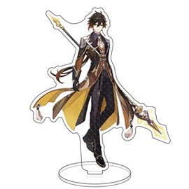 Rainteam Genshin Impact Characters Acrylic Stand Figure,Colorful and Exquisite Character Design for Game Fans' Collection (Zhongli)