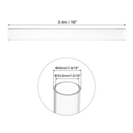 Rebower 1-5/16" x 1-9/16" Dust Collection Clear PVC Pipe 16" Plastic Rigid Tubing Round Drain Pipe, [for Dust Collection Systems] - 33.6mm x 40mm