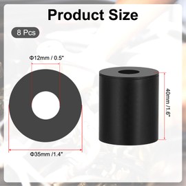 PATIKIL Multi Purpose Rubber Spacer, 8 Pcs 12mm ID x 35 OD x 40mm T Neoprene Round Anti-Vibration Isolation Pads Isolator Rubber Bushings Spacer Washer for HVAC Bolts Car Accessories