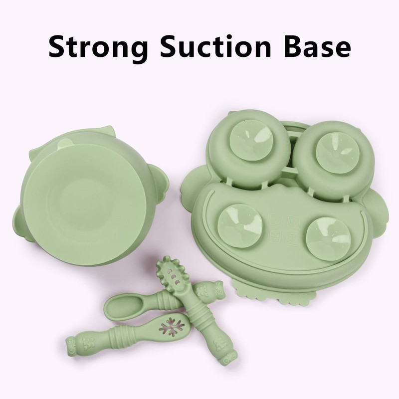 IDVVSSX Owl Shape Silicone Baby Feeding Set, Toddler Suction Plates