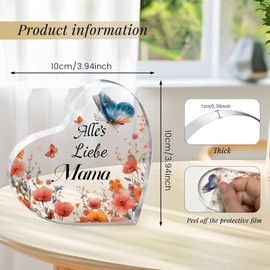 1 x Mother's Day gifts for mum, Mother's Day gift, mum gift, Mother's Day, gifts for mum, mum gift, gift for mum, mother gift, birthday gift for mum (flower style, acrylic)