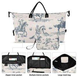 CEBUGI Man Cowboy Quilted Duffle Bag for Women Large Carry On Travel Weekend Bag Hospital Bags for Labor and Delivery