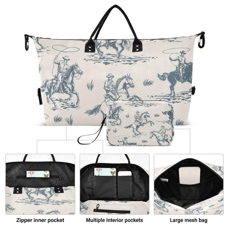 CEBUGI Man Cowboy Quilted Duffle Bag for Women Large Carry