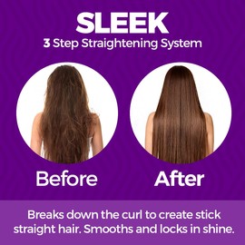 Sleek Shampoo and Conditioner Set with Straightening Gel for Sleek & Shiny Hair - Set of 3 Step Formula (8 Fl Oz)