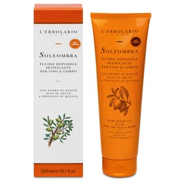 L'Erbolario Soleombra Silky After-Sun Fluid - After Sun Serum - Hydrating Sunburn Relief - Shea Butter, Argan Oil, and Quinoa Proteins - 10.1 oz | L'Erbolario